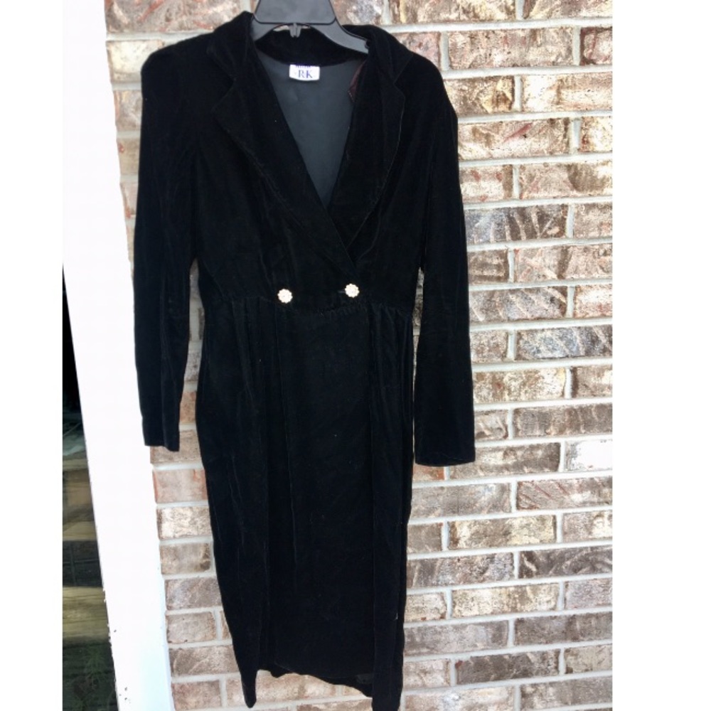 Vintage 1980s Black Velvet Rhinestone Dress